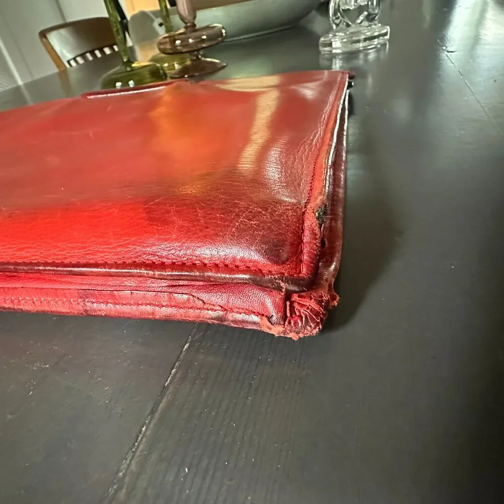👜 Vintage Mark Cross Red Leather Briefcase / Laptop Bag